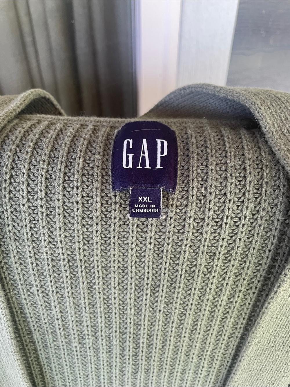 GAP Olive Ribbed Button-Front Cardigan - Picture 2 of 7